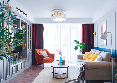 90㎡混搭美式二人居，大胆用色的设计